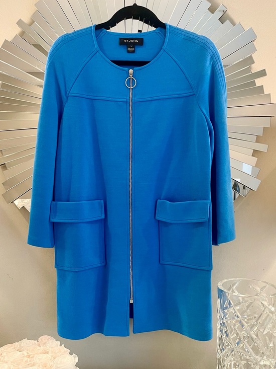 St. John Tops - St. John Cobalt Blue Zip Front Jacket Size Medium
